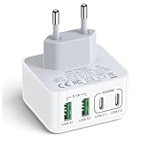 USB C Ladegerät, 40W 4-Port Mehrfach Ladegerät mit USBC und USBA, USBC Schnellladegerät PD 3.0 Power Adapter USB Netzteil für iPhone 16 15 14 13 12 11 Pro Max SE 2020 XS XR X 8 7 6 Plus, Samsung