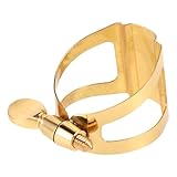 SECFOU Vergoldete Altsaxophon Ligatur aus Messing Leichte Metallklammer für Saxophonmundstück Einfache Montage Stabiler Halt und Verbessertes Klangbild Geeignet für Mittlere Saxophone