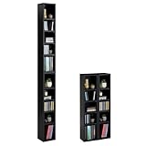 CARO-Möbel CD DVD Blueray Regal Chart in Schwarz – Zweiteiliges Medienregal, Aufbewahrung, CD-Ständer mit 10 Fächern für bis zu 160 CDs, 20x187 cm (B x H)