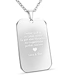 Hanessa Personalisierte Dog Tag Kette mit Gravur silber - Hundemarke mit Gravur Edelstahl 50 cm - Personalisierte Kette mit Namen Herren - Erkennungsmarke Männer Halskette Dog Tag