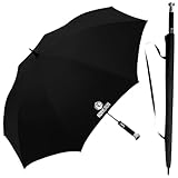 RonyCron XXL Elegant Regenschirm Schwarz-Deluxe-Sturmfest-2 Person Damen/Herren Umbrella Gummispitze geeignet als Stockschirm und Golfschirm 138cm Automatik Öffnen RC Griff