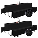 YMHPRIDE 2Pack Biertischhussen 3er-Set, Schwarz Wasserdicht Bierbankhusse und Tischdecken, Set für 50 cm Tischbreite, Bierzeltgarnituren 220 x 50cm für Gartenbankett-Gartenmöbel-Bezüge.