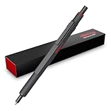 rOtring 600 Kugelschreiber | Mittlere Spitze | Schwarze Tinte | Stift mit Vollmetallschaft | Steingrau | Rutschfeste, gerändelte Griffzone und Sechskantschaft | Nachfüllbar