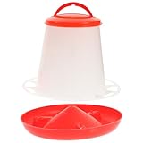 BESTonZON Tragbarer Geflügelfutterautomat aus Robustem Kunststoff mit 1,5l Fassungsvermögen Futtertrog für Hühner Enten und Gänse Widerstandsfähig und Einfach zu Befüllen Futter