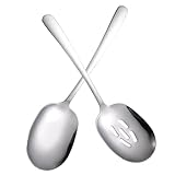 Zerodeko 2 Stück Teiliges Edelstahl Servierlöffel Geschlitzt Rostfrei Ergonomisch Leicht Langlebig für Tägliches Servieren Rühren Portionieren in Küche und Haushalt