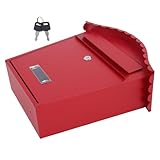 NUOBESTY Wandbriefkasten Metall Abschließbar mit Schlüssel 36,8x35,8x13,5cm Rot Wetterfest Vintage Stil für Haus Büro Außenbereich