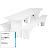 Gräfenstayn® Leopold Stretch - Biertischhussen-Set für Bierzeltgarnitur - 50cm oder 70cm Tischbreite - mit Öko-Tex Siegel Standard 100 : 'Geprüftes Vertrauen 30561 (Weiß, 70x220cm)