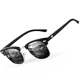 Glapeame Polarisierte-Sonnenbrille-Herren-Halbrahmen-Sonnenbrillen-Damen-Sunglasses-Men-Women-Sonnenbrille-Schwarz-UV400 Schutz-Retro-für Outdoor-Camping-Reise,1