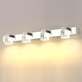 Mengjay LED Spiegelleuchte Bad Spiegellampe Badezimmer Lampe Wand 3000K/6000K Wandlampen,Moderne Design LED Wandleuchte Innen Badlampe Wand für Wohnzimmer Schlafzimmer Badschrank (4 Lichter, Warmweiß)