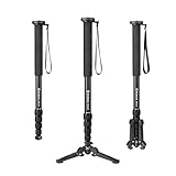 Einbeinstativ, Moman MA65 Kamera Stativ mit Füßen Aluminium Reisestativ DSLR Monopod Kompakter Tragbarer Fotografie Einbein-Stative 5 Abschnitte bis zu 165cm Nutzlast 10kg, Schwarz