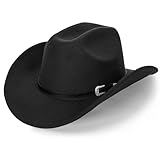 YASHIIN Cowboyhut für Männer und Frauen Breite Krempe Leichter Outdoor-Hut mit Wildledergürtel Atmungsaktives Polyester Stilvolles Design für alle Jahreszeiten Perfekt für Kostümpartys