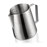 Milchkännchen, MaxMiuly Milchkanne Edelstahl 600ml/20oz Milk Pitcher Milchschaum Krug Art Aufschäumkännchen für den Milchaufschäumer, Cappuccino und Latte Art, Silber