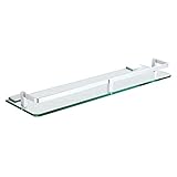 Wandmontiertes Badezimmer-Glasregal, 40 cm, Aluminium und gehärtetes Glas, Spiegel-Front-Aufbewahrungsregal für Duschräume, stilvoll und Badezimmer