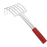 MOBUTOFU Werkzeuge Zum Fangen des Meeres Klauenrechen Werkzeug Zum Graben Am Strand Handrechen Zum Aufsammeln Von Blättern Rechen Mit Stiel Strandmuschelrechen Rostfreier Stahl Rot