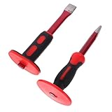TOBBOMEY Teiliges Meißel Set aus Vanadium Stahl Schwerer Flachmeißel und Spitzmeißel mit Ergonomischem Handschutz Stoßdämpfend Rostfrei für Steinbearbeitung Felsabbau und Abrissarbeiten