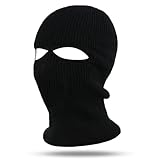 SKHAOVS Sturmhaube mit 2 Löchern,Gestrickte Sturmhaube für Damen und Herren, Winter Skimaske, Balaclava, Warm Gesichtshaube Schwarz Vollgesichtsmaske, Einheitsgröße, für Outdoorsports (Schwarz)