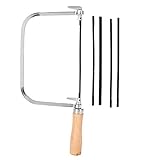 Handsäge, Holzbearbeitungssäge, Mehrzweck-Werkzeug mit 5 Sägeblättern, Metallsäge zum Schneiden von Holz, Kunststoff, Laminat, Multifunktionssäge Hand-Bügelsäge