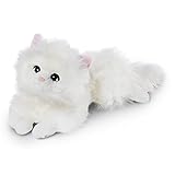 NICI Kuscheltier Katze Meowlina 35 cm liegend I weiße Plüschtier Katze I Flauschige Spielzeug Katze I Stofftier für Kuscheltierliebhaber – 48099