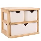 FWEEK Holz Aufbewahrungsbox mit Schubladen, Schreibtisch Organizer, Make-Up Organizer Holz mit 3 Schubladen für Büro Zuhause Schule