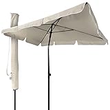VOUNOT Sonnenschirm Rechteckig für Balkon und Terrasse, 200 × 125 cm, Knickbarer Balkonschirm, Sonnenschutz UV 50+, Beige 200cm