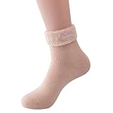 Fußpflege Socken Winter Einfarbige Strickplüsch Warme Socken Haussocken Skisocken Mondsocken Unisex Sneaker Socken Kurzsocken