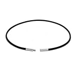 Kautschukkette mit 925 Sterling Silber Bajonettverschluss Halskette Halsband Kautschukband Bajonett Kautschuk Ø 1,5mm, Tunnel-Drehverschluß schwarz. (47)