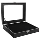 AOKWAWALIY Abzeichen medaillen aufbewahrung schmuck-aufbewahrung jewellery box Halter Schmuckorganisator für Halsketten Fall Broschenetui mit Deckel Medaillenanzeige Pu Black