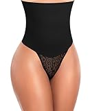 Bauchkontrolle, Tanga, Shapewear für Damen, hohe Taille, Body Shaper, Höschen, Mieder-Spitze, formende Unterwäsche, B# Schwarz (hohe Taille), S