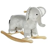 AIYAPLAY Schaukeltier Baby Schaukelelefant mit Soundfunktion und Griffen, Schaukelspielzeug mit Plüschoptik, Elefanten Schaukelstuhl für 2-4 Jahre Kinder, Grau