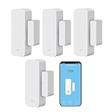 WiFi Türsensor Fenster Detektor: Smart Window Contact Sensor, Wireless Magnetic Door Open Detector with Free Notification Alerts, Compatible with Alexa Google Assistant (4-Pack)