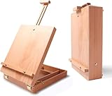 Aufbewahrungsbox für Tischstaffelei aus Holz, Premium-Buchenholz, Skizzenbox, verstellbare Schreibtisch-Zeichenstaffelei, tragbare Holzkunst-Malbedarf, Staffelei Box für Künstler, Maler, Studenten und