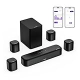 ULTIMEA 7.1ch Soundbar mit Dolby Atmos, Surround Sound Stereoanlage mit 4 Surround Lautsprechern, App, Heimkino Soundsystem, Soundbar für TV Geräte mit Subwoofer, HDMI eARC, Bluetooth 5.3, Aura A60