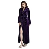 Damen-Bademantel mit Kapuze, weicher und bequemer langer Bademantel, Fleece-Bademantel für Damen, gemütlicher Lounge-Bademantel für Damen, elegante Nachtwäsche, warmer Plüschmantel für Damen, in