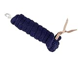 Brama-West Bodenarbeitsseil Bodenleine Pferd - mit Karabiner & Lederklatsche - Länge ca. 4,2m - Westernrope - Navyblau