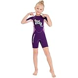 Neoprenanzug für Kinder, Shorty, Neopren, Thermo-Tauch-Badeanzug, 2,5 mm, für Mädchen, Jungen, Jugendliche, Teenager, Kleinkinder, einteiliger Rashguard-Badeanzug, UV-Schutz, Sonnenanzug zum Surfen