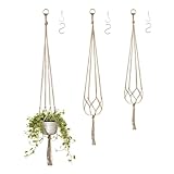 JZK 3pcs 90cm 100cm 120cm macrame plant hanger with hook, jute rope plant pot holder, flower pot net hanging planter with tassel, indoor hanging basket for house plants
