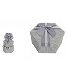 OISE ART STORE Trade Shop - Set mit 3 Geschenkboxen in verschiedenen Größen sechseckig grau mit Schleife 69354