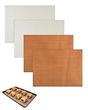 FUGLUS Dauerbackfolie, 4er Set Backpapier Wiederverwendbar, 30 x 40cm Dauerbackfolie für Backofen, Backfolie Hitzebeständig Antihaftbeschichtet Zuschneidbar für Backen Bügeln