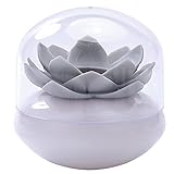 ETZRYSYB Zahnstocherhalter, Wattestäbchen-Halter, Blumendesign, Aufbewahrungsbehälter, Zahnstocher-Organizer, Tube mit Staubschutz (Beige)