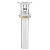 Jxngery G1 1/4 Zoll verchromter Edelstahl-Badezimmerwaschtisch, Pop-Up-Ablaufgarnitur mit Überlauf