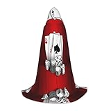 SHLXMDNZ Kapuzenumhang mit Pokerturnieraufdruck, für Teenager, perfekter Umhang für Halloween und Themenpartys