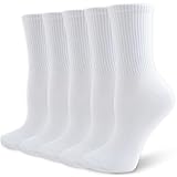 Wamicu Socken Damen 5 Paar, Dünne Tennissocken Damen Sportsocken Baumwollsocken Laufsocken Wandersocken Atmungsaktive Strümpfe, EU 39-42 (Weiß)