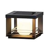 ZXPGHUJSHB Moderne Solar-Pfostenleuchten, Solarenergie, modische Pfostenkappenleuchte mit IP65-wasserdichtem Edelstahl-Metallrahmen, Säulen-Sockelleuchte, 4 Lichtmodi, Säulenlaterne mit Fernbedienung