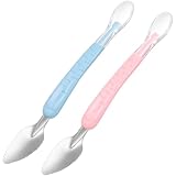WRITWAA Doppelköpfiger Obstlöffel aus Edelstahl und Silikon Rutschfest Glatte Kanten für Avocado und Kiwi 2 Stück Blau Rosa
