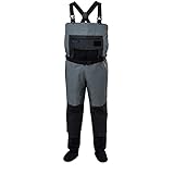 ONEWES 4-Schicht Wathose Anglerhose atmungsaktiv wasserdicht Those mit Strumpffuß Fliegenfischen Wathose (3XL, Grau)