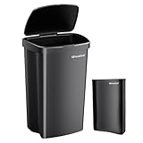lovewind Mülleimer 45L, Plastikmülleimer, Mülleimer Küche, Schwarzer Mülleimer mit aufdrückbarem Deckel und Faltbarer Aufbewahrung, für Innenküche, Zuhause, Innenhof