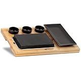 Mahlzeit Lavastein Set | Set mit heißem Stein, Teller und praktischem Bambus-Holzbrett | Steak Stone, Hot Stone Steak, Grillstein