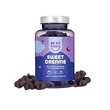 Melatonin-Gummibärchen für den Schlaf | Mit Melatonin, Baldrian, Passionsblume, Kamille, Lavendel und Vitamin B6 | Blaubeergeschmack | 60 Gummibärchen | Vegan, gluten- und laktosefrei | BeSoHappy®