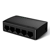 Tenda LAN Switch 5 Port Gigabit Switch Mini Netzwerk Switch, LAN Hub, LAN Verteiler (Plug-and-Play Ethernet Switch, Lüfterlos, Unmanaged, Schwarz) (SG105 V4.0)