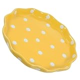 UTHCLO Frühstücksteller Dessertteller Porzellanteller Buffet Kleine Servierplatte Teller Brotkorb Dessertbecher Vorspeise Kleine Pappteller Rote Punktteller Auflaufform Schmucktablett